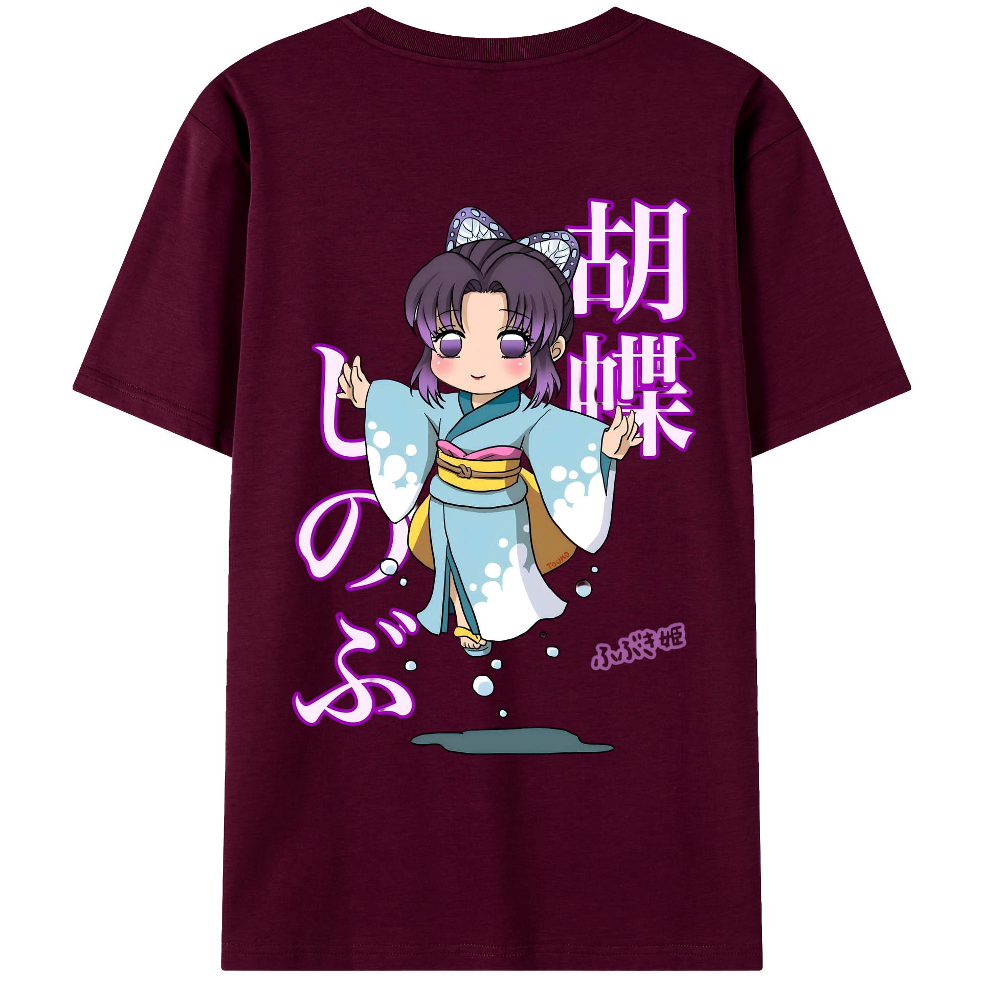 （画像用） 鬼滅の刃（きめつのやいば）蟲柱-胡蝶 しのぶ／こちょう しのぶ Kochou Shinobu レディース半袖Tシャツ(バックプリント)